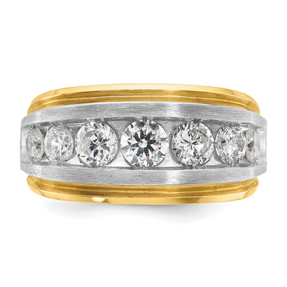 14k Yellow & Rhodium Gold with White Rhodium Men's Satin Finish 2 carat Diamond Complete Ring
