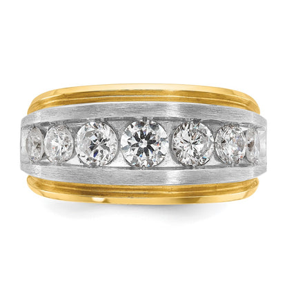 14k Yellow & Rhodium Gold with White Rhodium Men's Satin Finish 2 carat Diamond Complete Ring