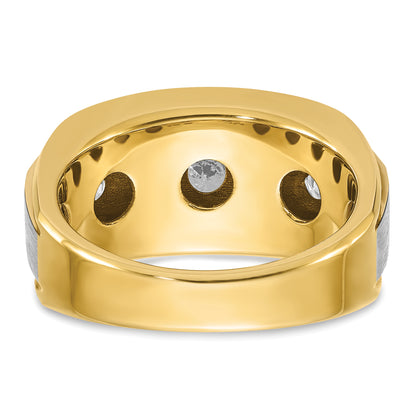 14k Yellow & Rhodium Gold with White Rhodium Men's Satin Finish 2 carat Diamond Complete Ring