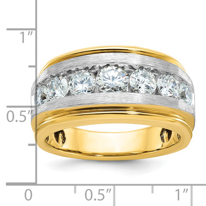 14k Yellow & Rhodium Gold with White Rhodium Men's Satin Finish 2 carat Diamond Complete Ring
