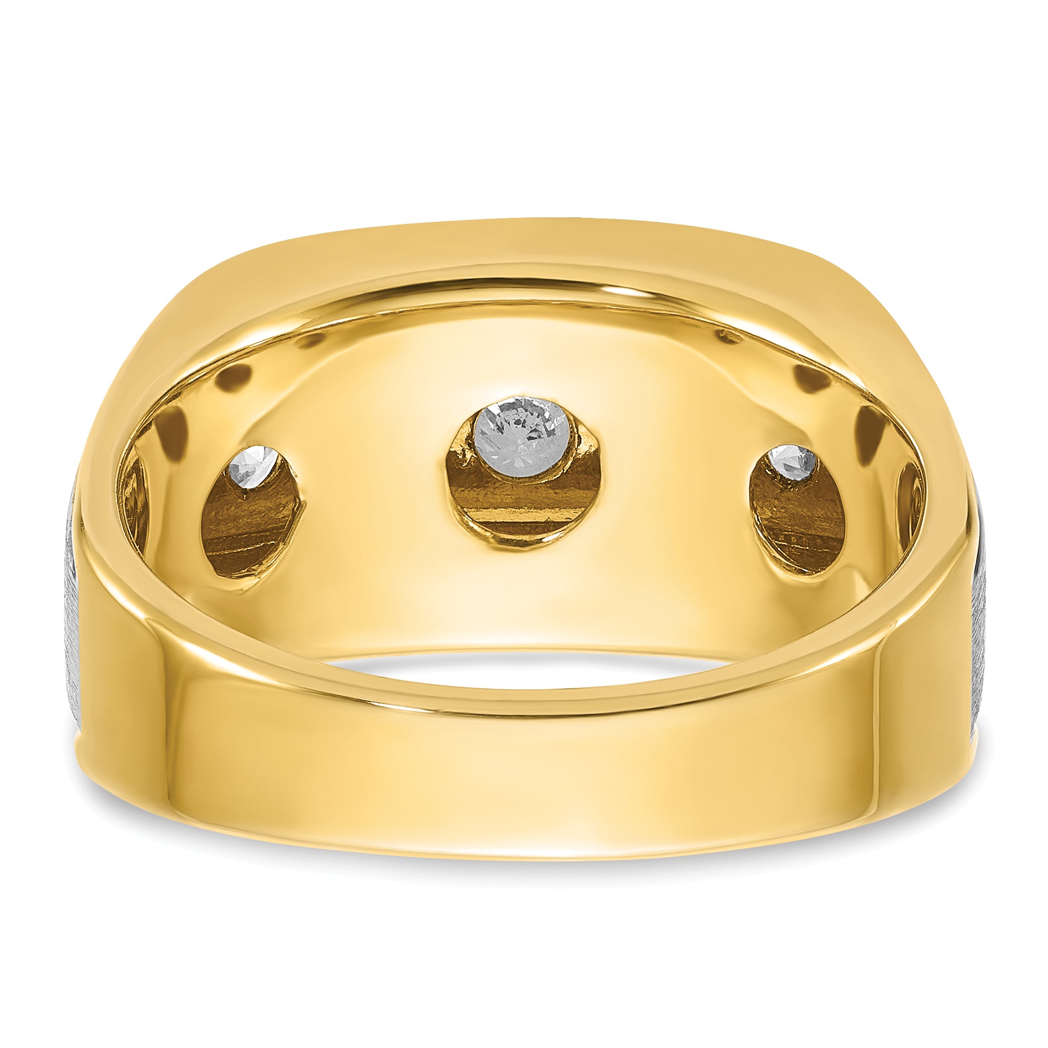 10K Two-Tone Ibgoodman Men'S Polished Satin And Grooved 5-Stone Ring Mounting