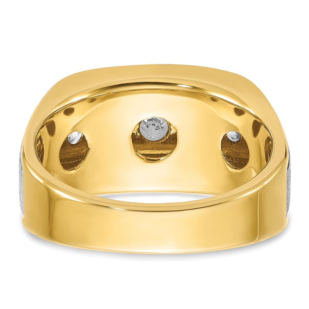 10K Two-Tone Ibgoodman Men'S Polished Satin And Grooved 5-Stone 1 Carat A Quality Diamond Ring
