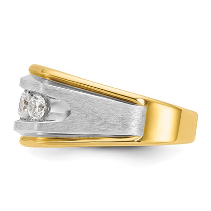 14k Two-tone Gold Men's Satin Finish 1 carat Diamond Complete Ring