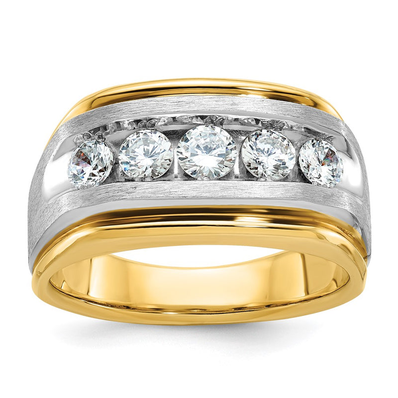 14k Two-tone Gold Men's Satin Finish 1 carat Diamond Complete Ring