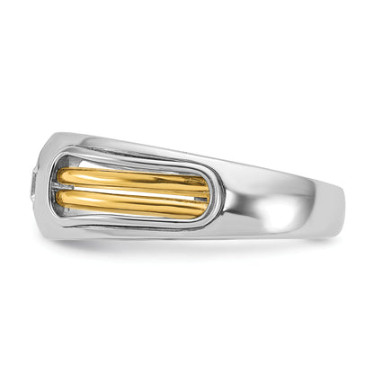 14k Two-tone Gold Men's 1/5 carat Diamond Complete Ring