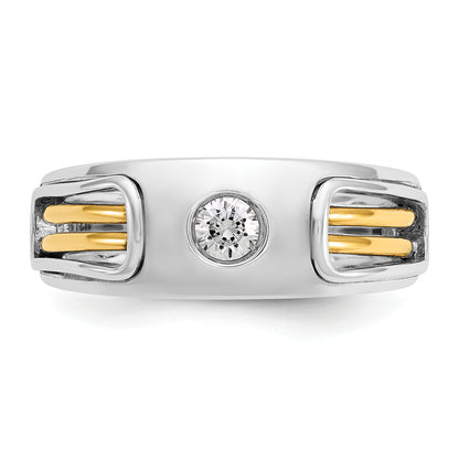 14k Two-tone Gold Men's 1/5 carat Diamond Complete Ring