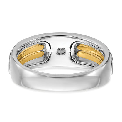 14k Two-tone Gold Men's 1/5 carat Diamond Complete Ring