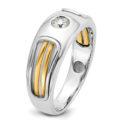14k Two-tone Gold Men's 1/5 carat Diamond Complete Ring