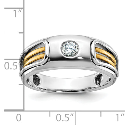 14k Two-tone Gold Men's 1/5 carat Diamond Complete Ring