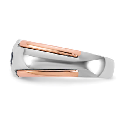 14k White/Rose Gold Two-tone Gold White/Rose Gold Men's 1/4 carat Black Diamond Complete Ring