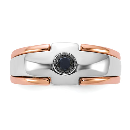 14k White/Rose Gold Two-tone Gold White/Rose Gold Men's 1/4 carat Black Diamond Complete Ring