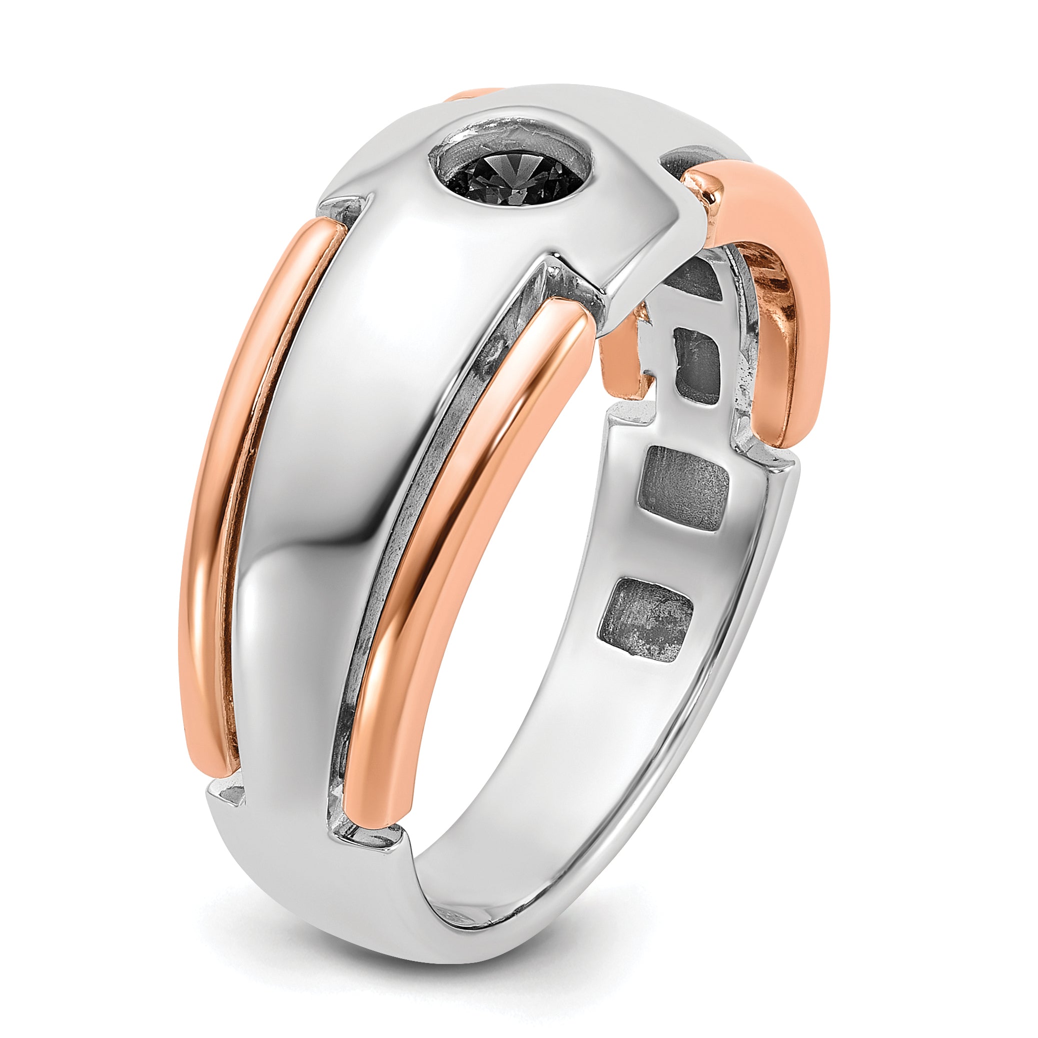14k White/Rose Gold Two-tone Gold White/Rose Gold Men's 1/4 carat Black Diamond Complete Ring