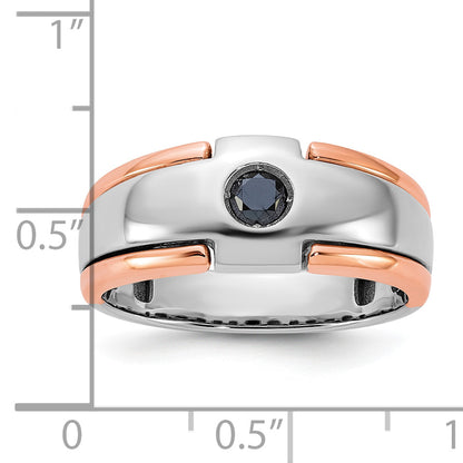 14k White/Rose Gold Two-tone Gold White/Rose Gold Men's 1/4 carat Black Diamond Complete Ring