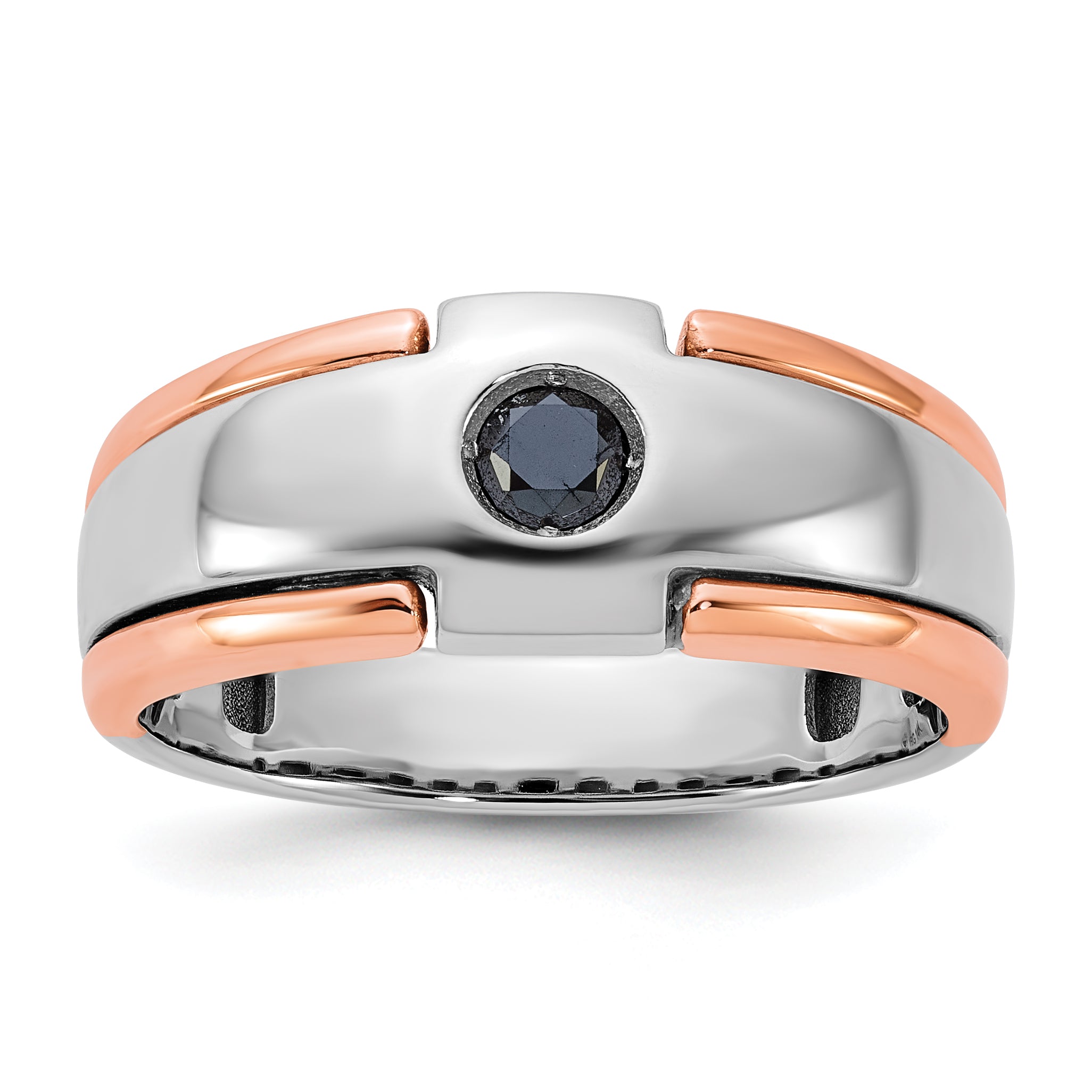 14k White/Rose Gold Two-tone Gold White/Rose Gold Men's 1/4 carat Black Diamond Complete Ring