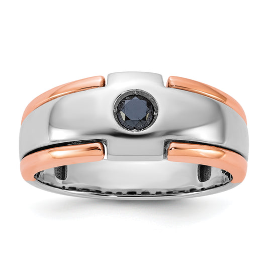 14k White/Rose Gold Two-tone Gold White/Rose Gold Men's 1/4 carat Black Diamond Complete Ring