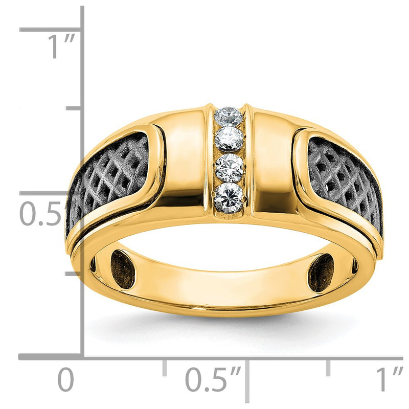 10K Yellow Gold Ibgoodman Men'S W/Black Rhodium Diamond Complete Ring