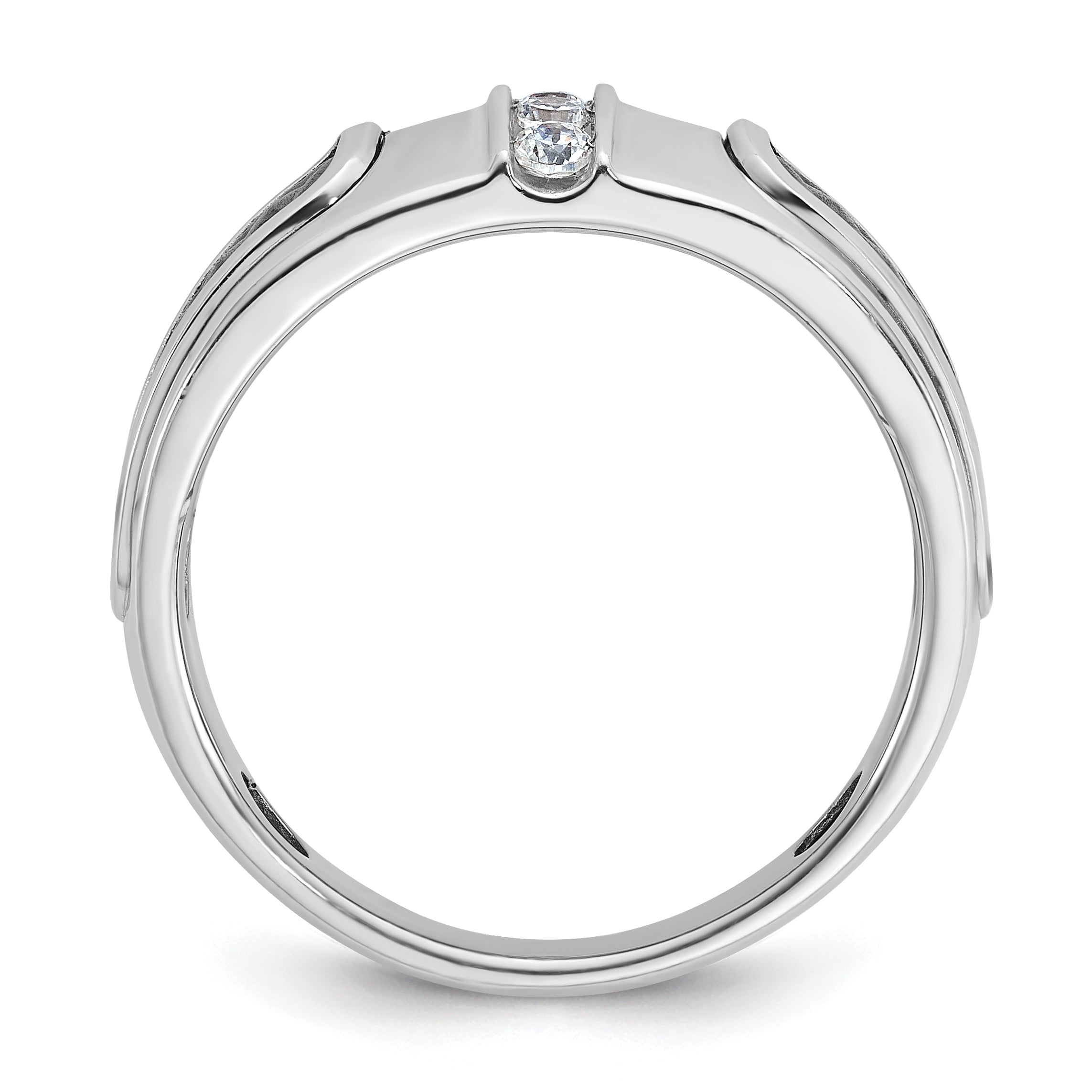14k White Gold with Black Rhodium Men's 1/5 carat Diamond Complete Ring