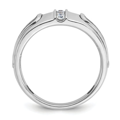 14k White Gold with Black Rhodium Men's 1/5 carat Diamond Complete Ring