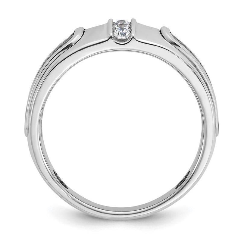 14k White Gold with Black Rhodium Men's 1/5 carat Diamond Complete Ring