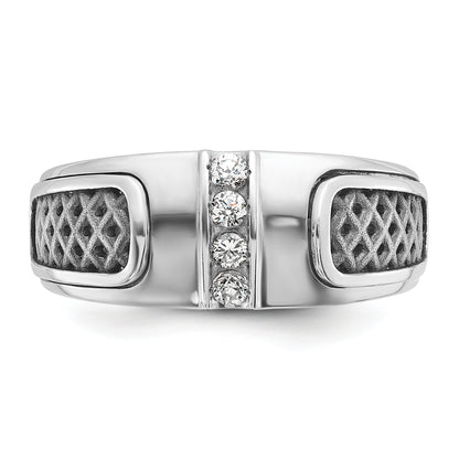14k White Gold with Black Rhodium Men's 1/5 carat Diamond Complete Ring