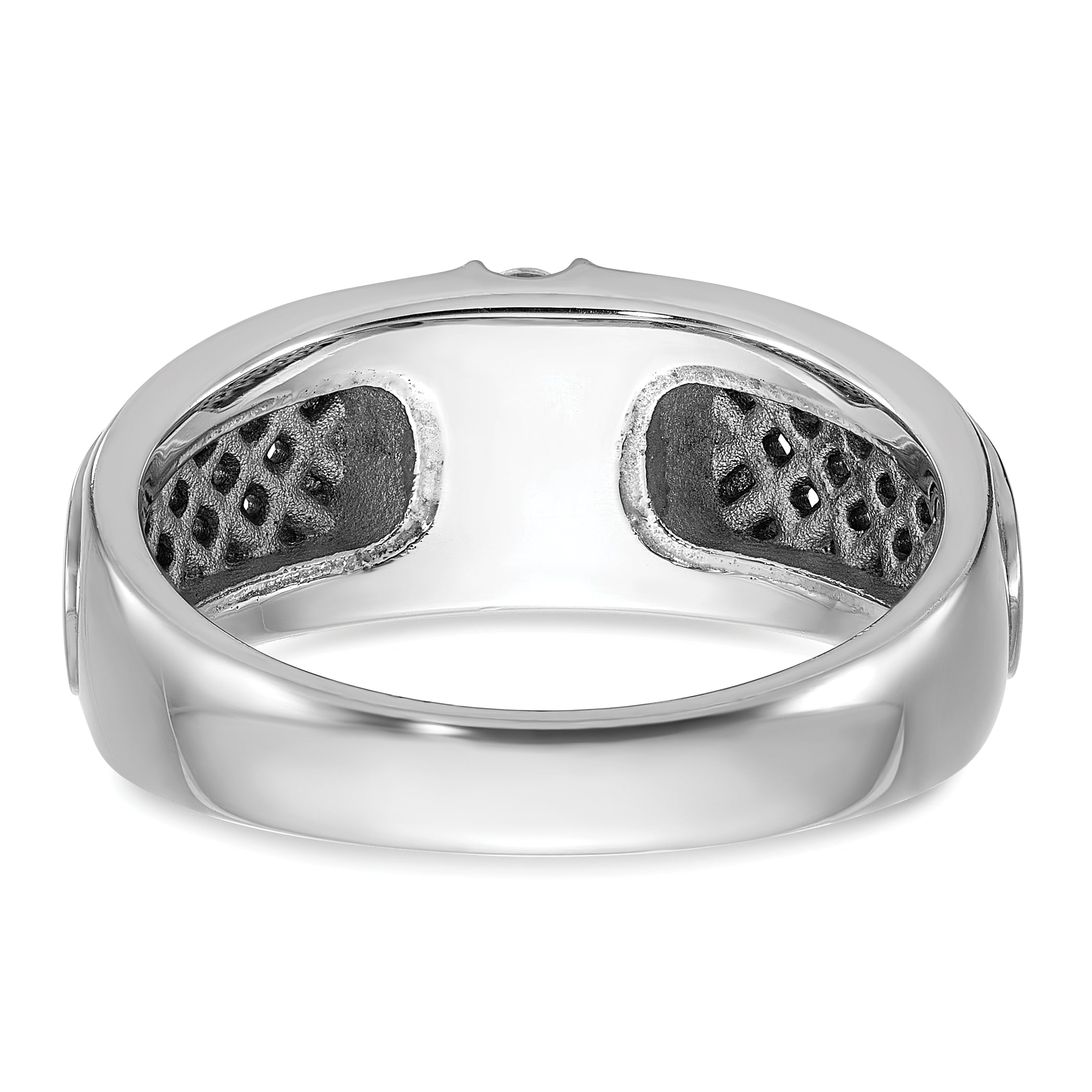 14k White Gold with Black Rhodium Men's 1/5 carat Diamond Complete Ring