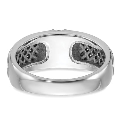 14k White Gold with Black Rhodium Men's 1/5 carat Diamond Complete Ring