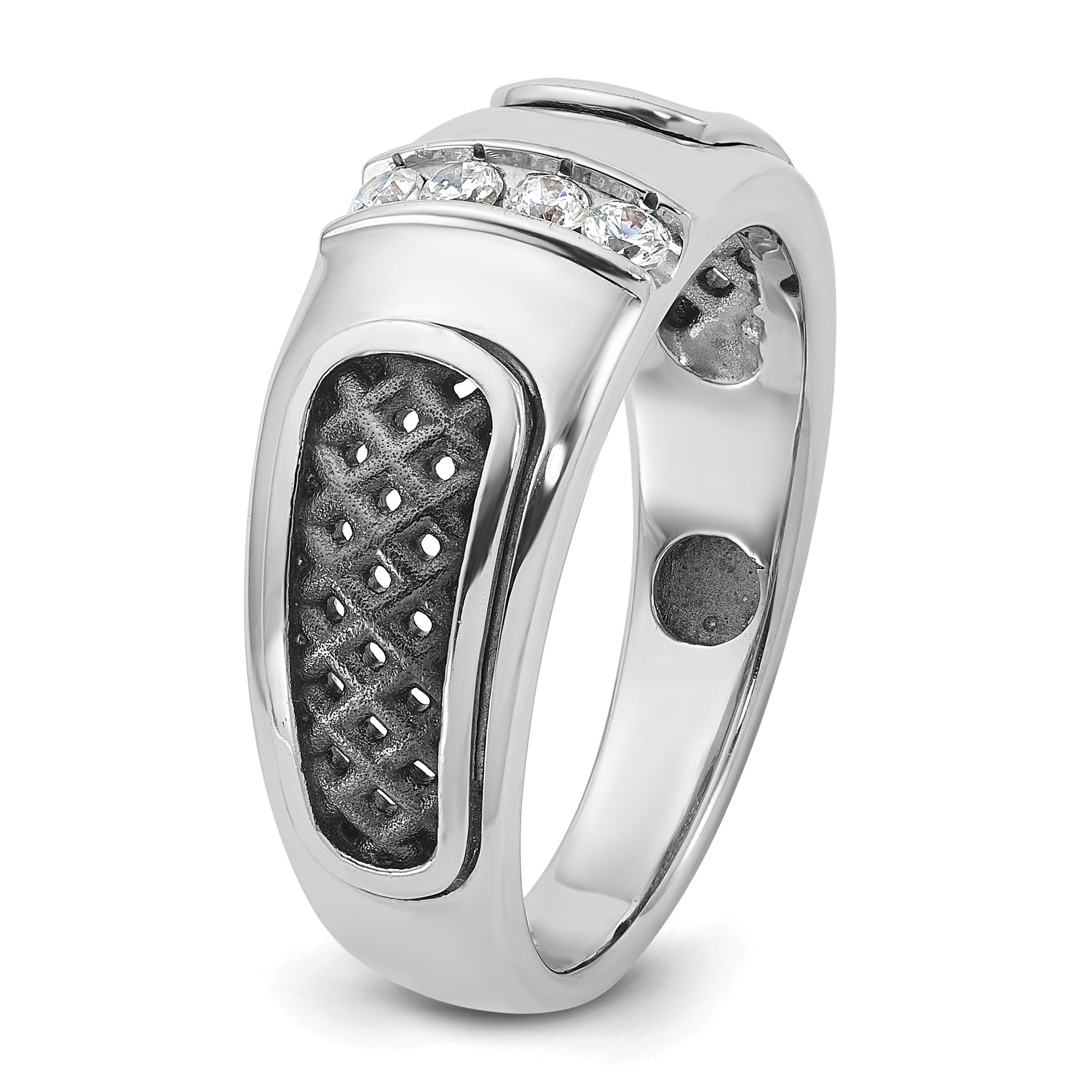 14k White Gold with Black Rhodium Men's 1/5 carat Diamond Complete Ring