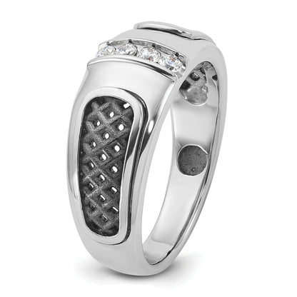 14k White Gold with Black Rhodium Men's 1/5 carat Diamond Complete Ring