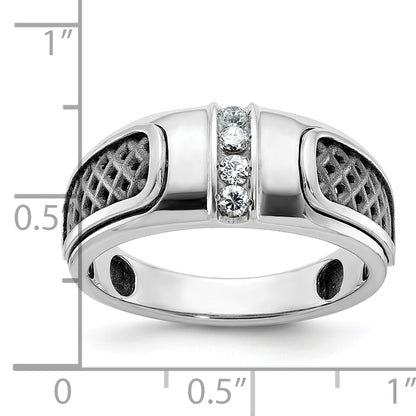 14k White Gold with Black Rhodium Men's 1/5 carat Diamond Complete Ring