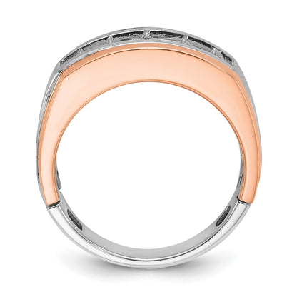 14k White/Rose Gold Two-tone Gold White/Rose Gold Men's Satin 1 carat Diamond Complete Ring