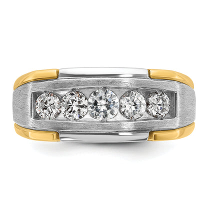 14k Two-tone Gold Men's Polished and Satin 1 carat Diamond Complete Ring