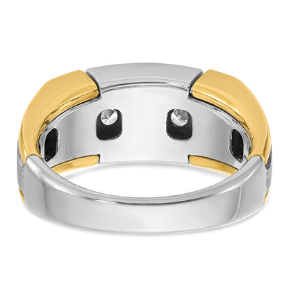 14k Two-tone Gold Men's Polished and Satin 1 carat Diamond Complete Ring