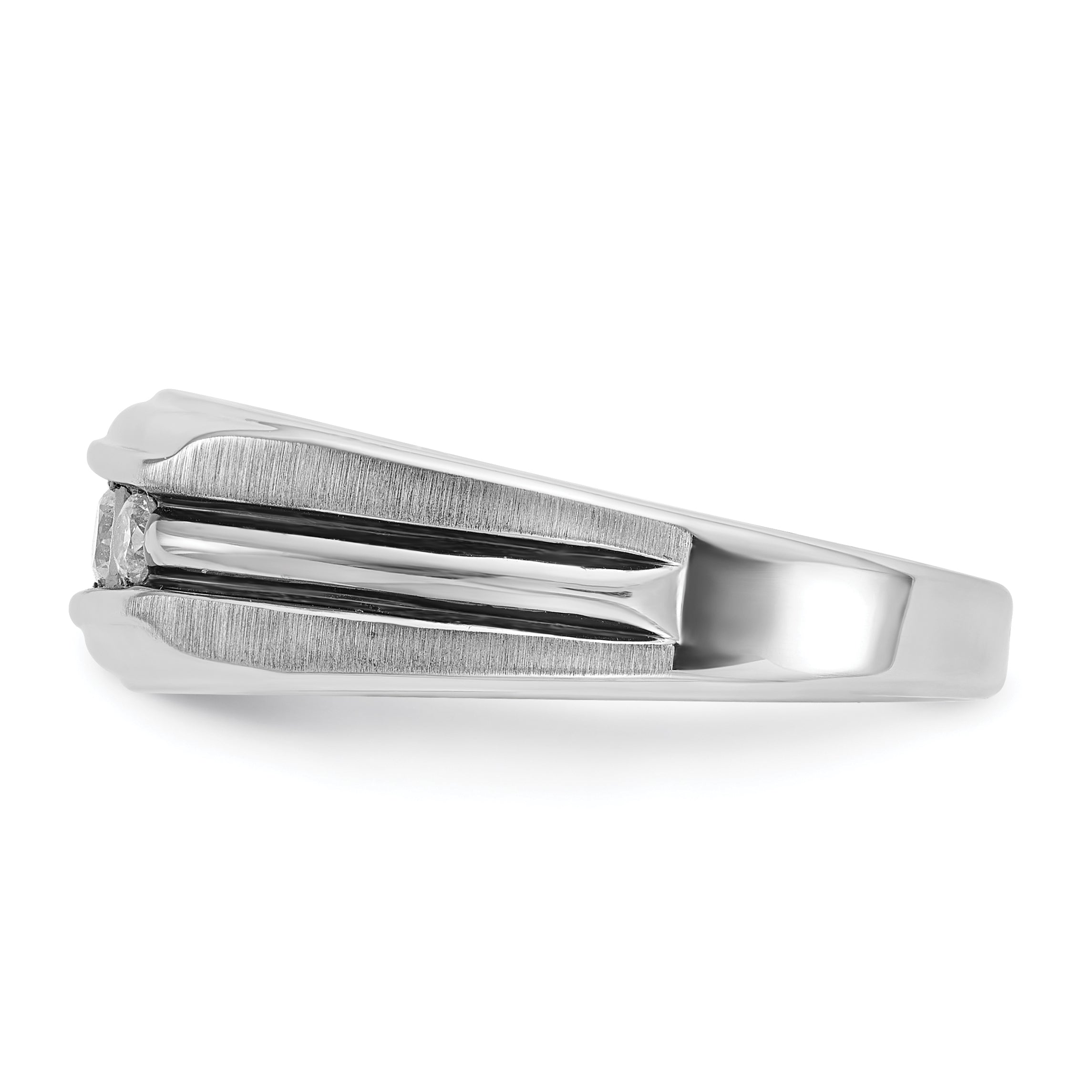 10K White Gold Ibgoodman Men'S Polished Satin And Grooved 5-Stone Ring Mounting