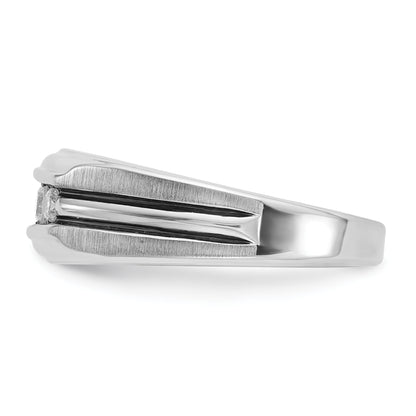 10K White Gold Ibgoodman Men'S Polished Satin And Grooved 5-Stone Ring Mounting