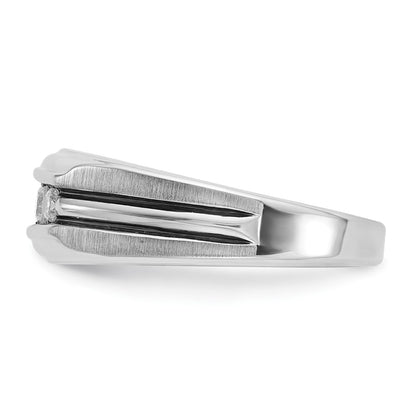 10K White Gold Ibgoodman With Black Rhodium Men'S Polished Satin And Grooved 5-Stone 1/2 Carat A Quality Diamond Ring