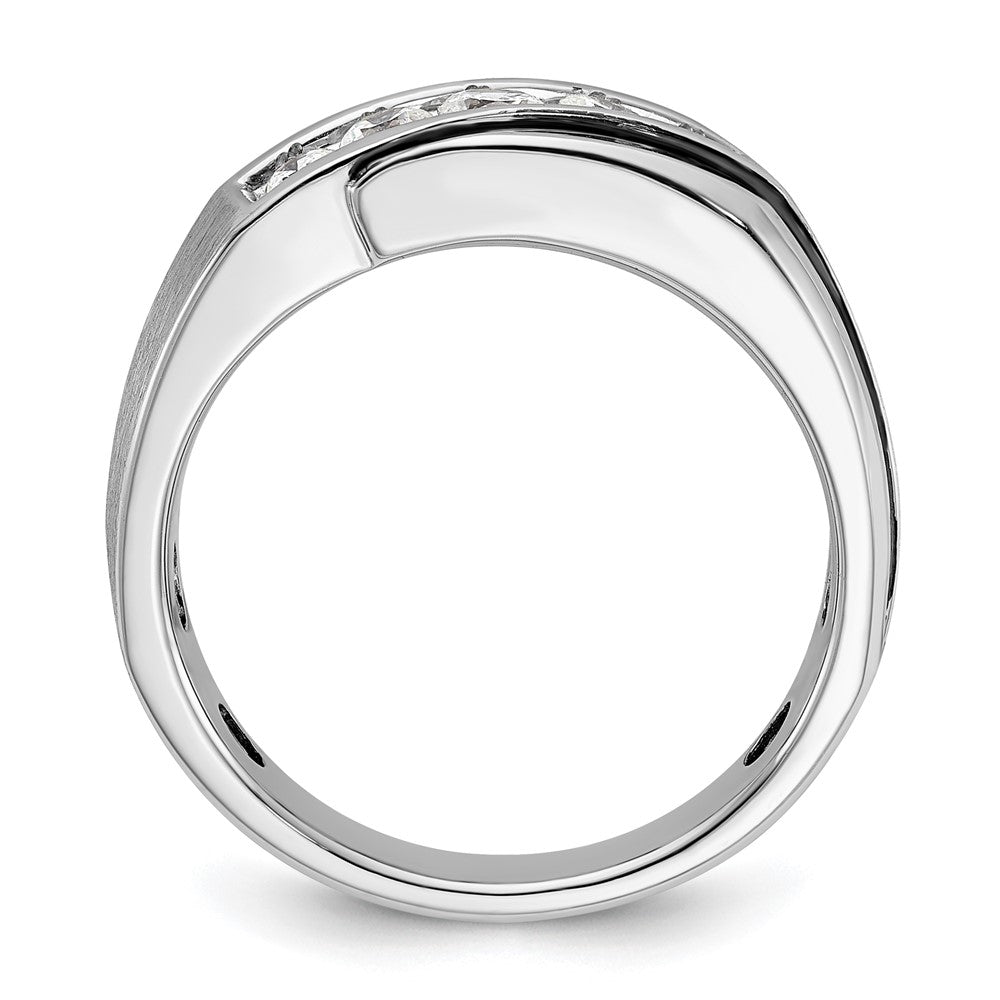 14k White Gold with Black Rhodium Men's Satin 1/2 carat Diamond Complete Ring