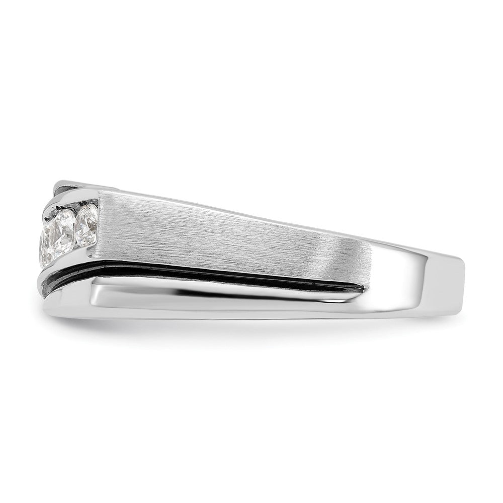 14k White Gold with Black Rhodium Men's Satin 1/2 carat Diamond Complete Ring