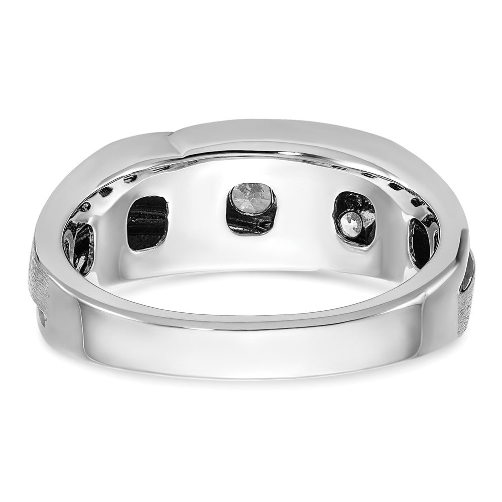14k White Gold with Black Rhodium Men's Satin 1/2 carat Diamond Complete Ring