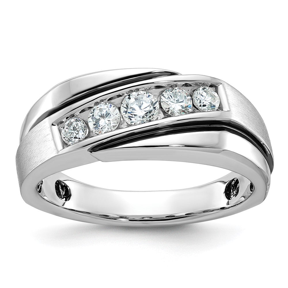 14k White Gold with Black Rhodium Men's Satin 1/2 carat Diamond Complete Ring