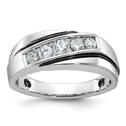 14k White Gold with Black Rhodium Men's Satin 1/2 carat Diamond Complete Ring
