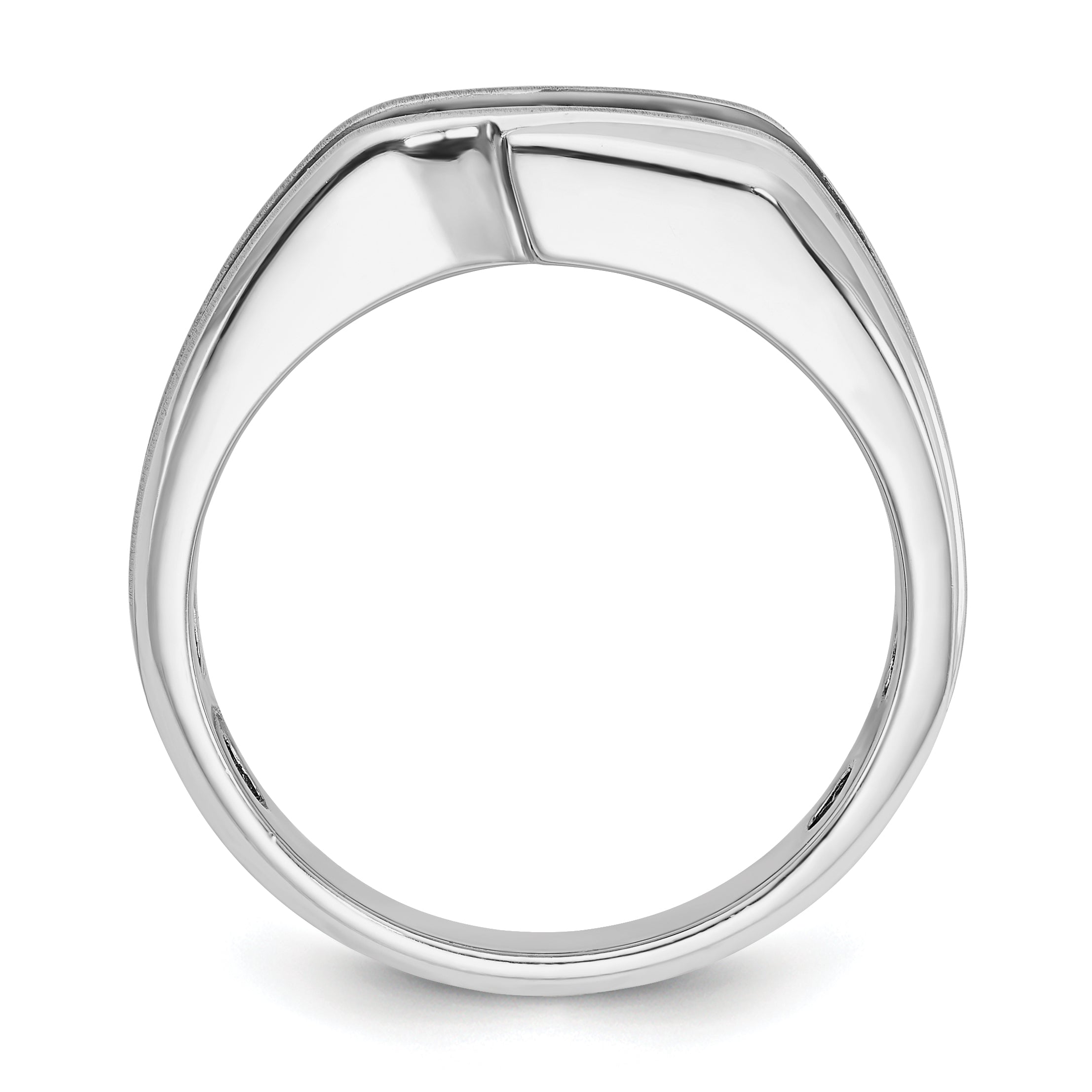 14k White Gold with Black Rhodium Men's Satin 1/2 carat Diamond Complete Ring