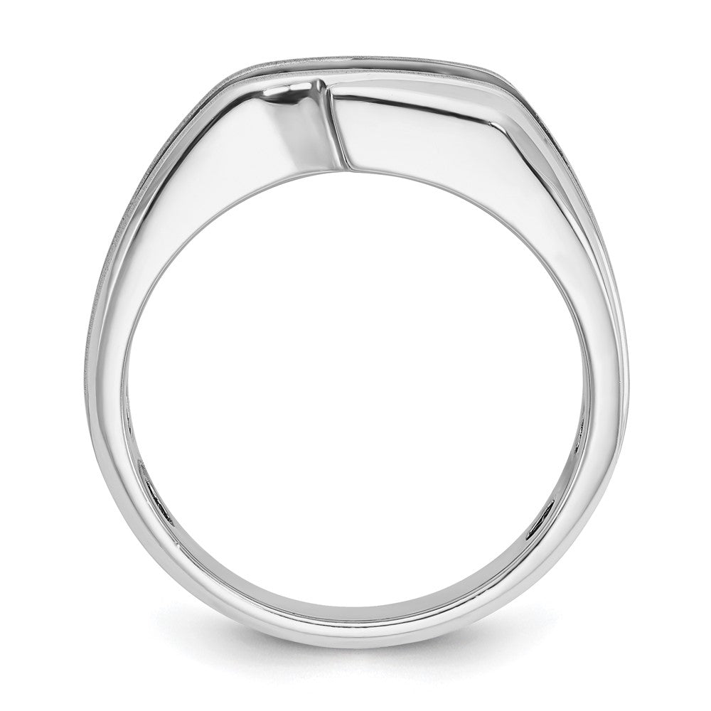 14k White Gold with Black Rhodium Men's Satin 1/2 carat Diamond Complete Ring