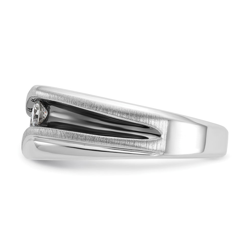 14k White Gold with Black Rhodium Men's Satin 1/2 carat Diamond Complete Ring