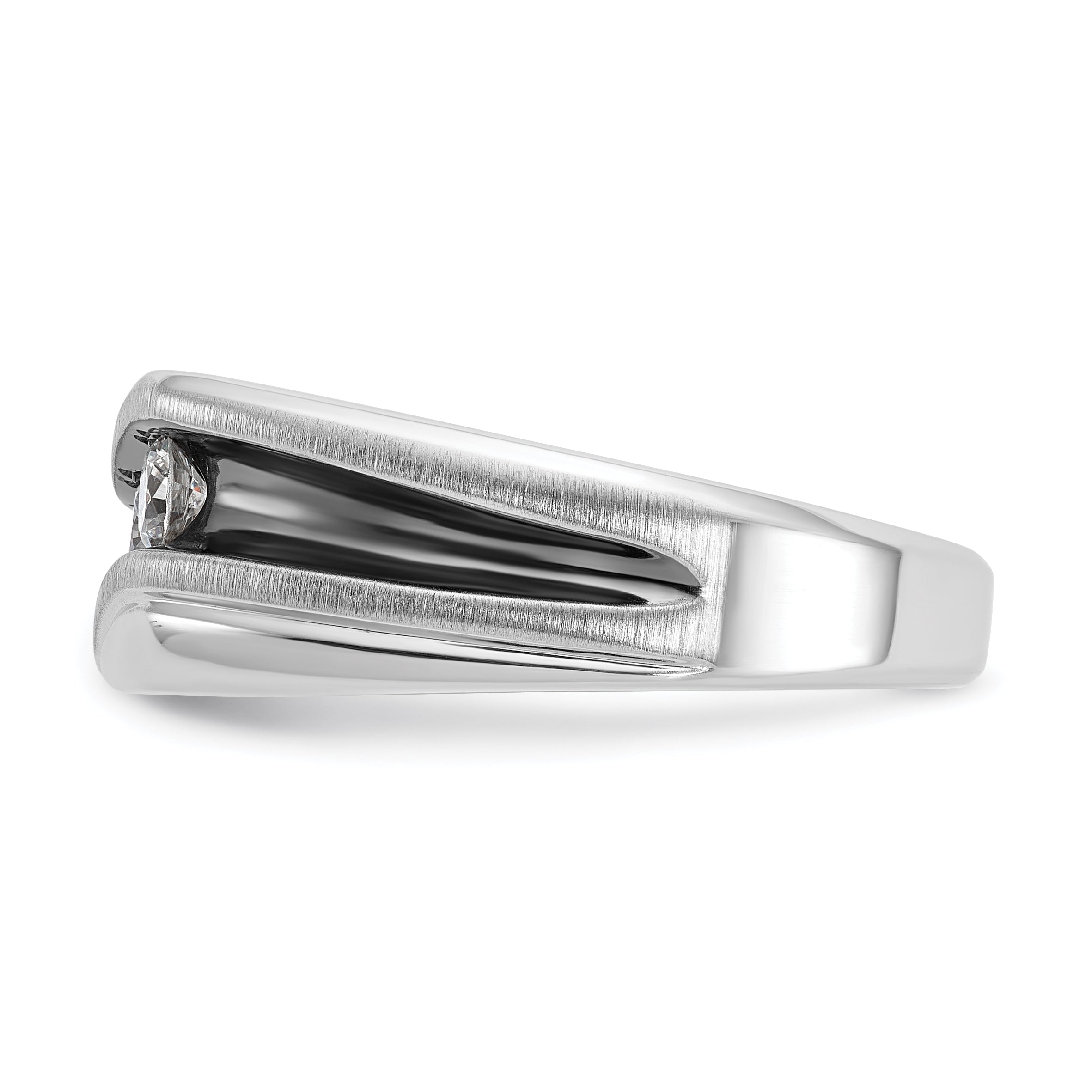 14k White Gold with Black Rhodium Men's Satin 1/2 carat Diamond Complete Ring