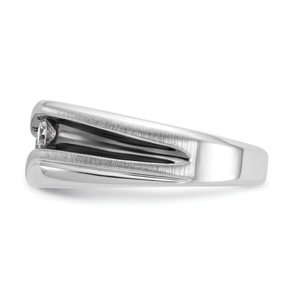 14k White Gold with Black Rhodium Men's Satin 1/2 carat Diamond Complete Ring