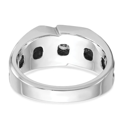 14k White Gold with Black Rhodium Men's Satin 1/2 carat Diamond Complete Ring