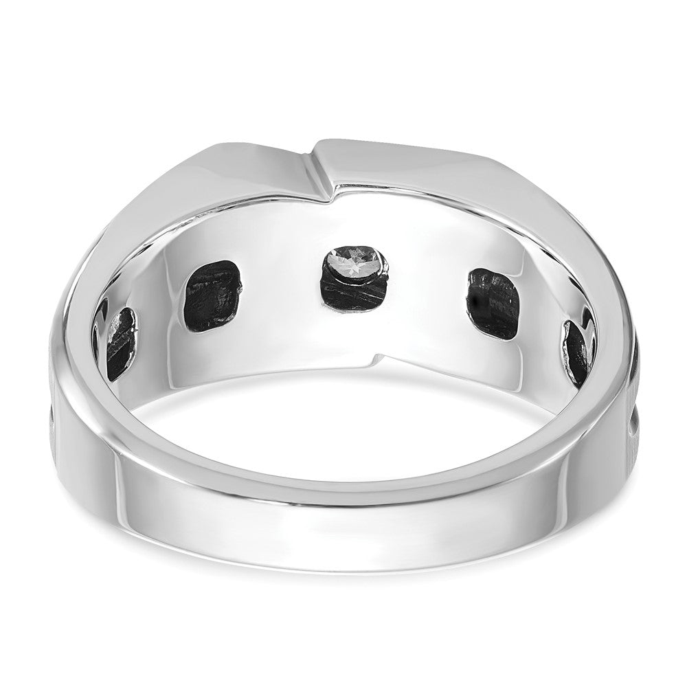 14k White Gold with Black Rhodium Men's Satin 1/2 carat Diamond Complete Ring