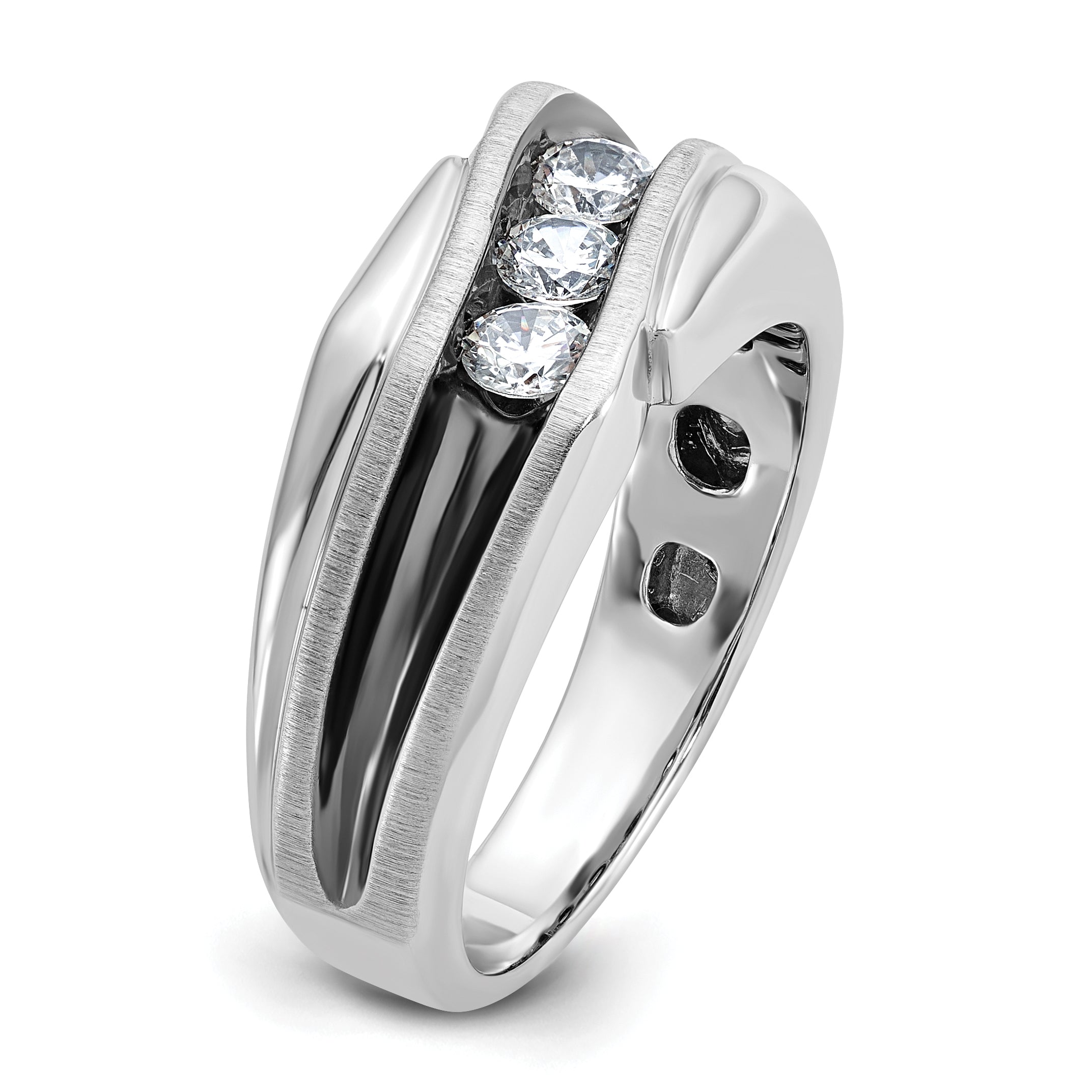 14k White Gold with Black Rhodium Men's Satin 1/2 carat Diamond Complete Ring