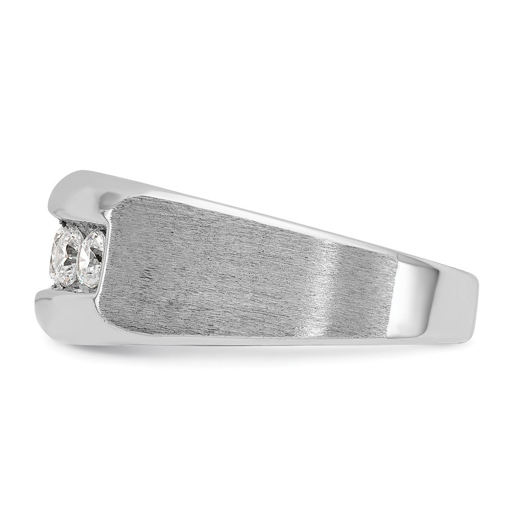 14k White Gold Men's Polished and Satin 1 carat Diamond Complete Ring