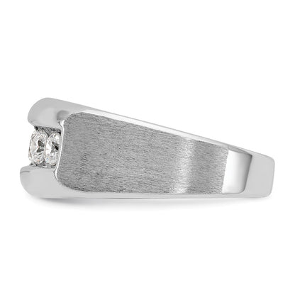 14k White Gold Men's Polished and Satin 1 carat Diamond Complete Ring